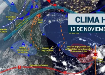 Frente frío no. 9 y lluvias fuertes hoy miércoles 13 de Noviembre