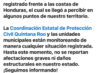 Sismo de magnitud 5.2 en el Caribe, perceptible en Quintana Roo