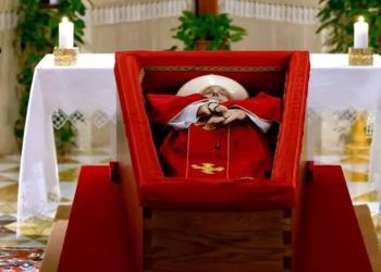 Primeras imágenes del papa Francisco en su féretro