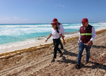 Cancún mantiene playas limpias pese al sargazo