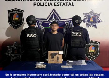 Detienen a menor con droga, arma y vehículo en la Supermanzana 236 de Cancún
