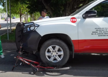 Joven ciclista atropellada por camioneta de gas en Cancún