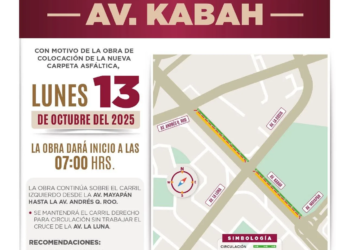 Cierres viales en avenida Kabah por obras de rehabilitación