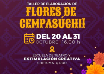 Celebra el Janal Pixán en Chetumal: Talleres de Flores de Cempasúchil y Catrinas