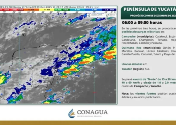 Prevén chubascos y actividad eléctrica en varios municipios de Quintana Roo