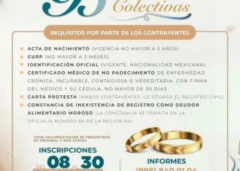 Inscripciones abiertas para Bodas Colectivas 2026 en Benito Juárez