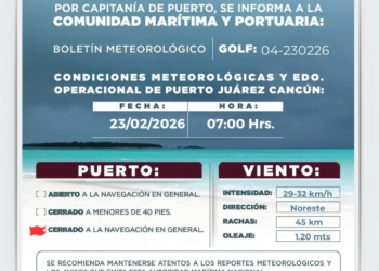 Puerto Juárez Cancún cerrado hoy 23 de febrero por fuertes vientos; navegación suspendida 4 Puerto Juárez