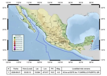Quintana Roo vuelve a temblar: sismo de 4.6 sacude Felipe Carrillo Puerto