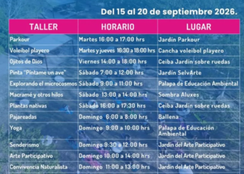 Parque Cancún anuncia talleres gratuitos del 15 al 20 de septiembre